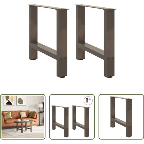 vidaXL Patas de acero -  Patas para mesa de centro de acero natural (2 unidades, 60 x 42-43 cm)