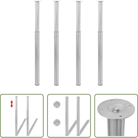 vidaXL Patas de encimera -  Patas de mesa telescópicas 4 uds Acero inoxidable 710-1100 mm