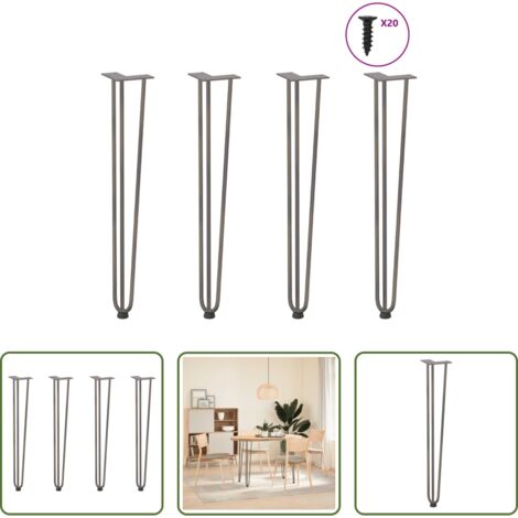vidaXL Patas de horquilla -  Patas de horquilla para consolas para consolas 4 unidades Acero natural 72 cm Acero macizo
