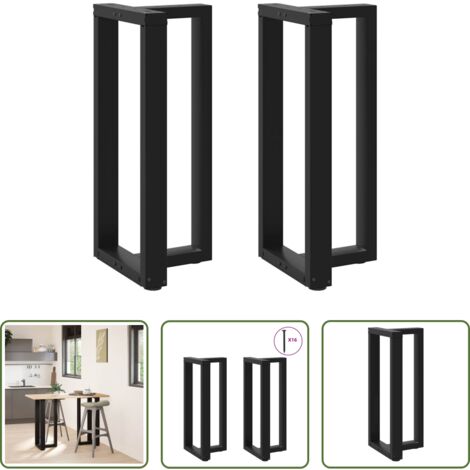 vidaXL Patas de mesa de bar -  Patas para mesa de bar en forma de T (2 unidades), color negro, 50 x 35 x (90-91) cm, acero