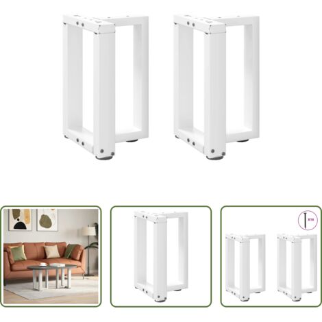 vidaXL Patas de mesa de centro -  Patas para mesa de centro en forma de T (2 unidades), color blanco, 28 x 25 x (42-43) cm, acero