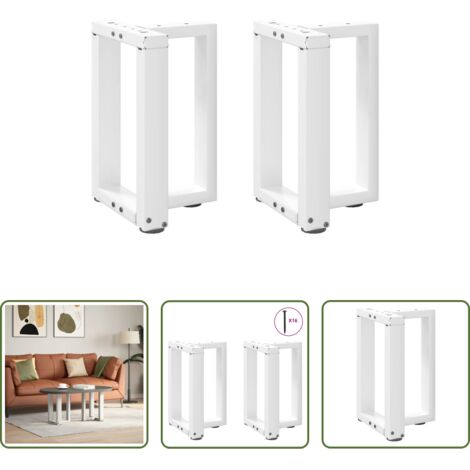 vidaXL Patas de mesa de centro -  Patas para mesa de centro en forma de T (2 unidades), color blanco, 38 x 25 x (42-43) cm, acero