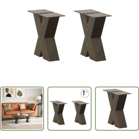 vidaXL Patas de mesa de centro -  Patas para mesa de centro en forma de X (2 unidades, acero natural, 40 x 30-31 cm)