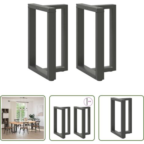 vidaXL Patas de mesa de comedor -  Patas para mesa de comedor en forma de T (2 unidades), antracita, 60 x 35 x (72-73) cm, acero