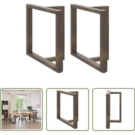 vidaXL Patas de mesa de comedor -  Patas para mesa de comedor en forma de T (2 unidades), color negro, 100 x 35 x (72-73) cm, acero