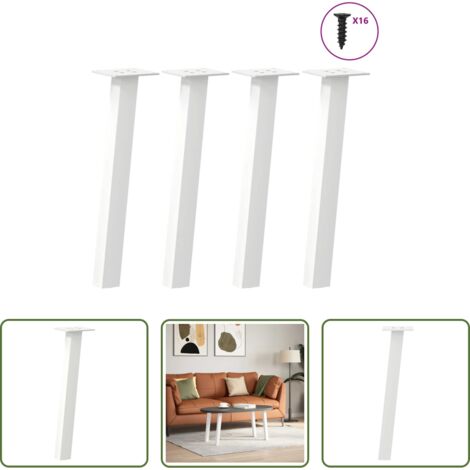 vidaXL Patas de mesa -  Patas para mesa de centro (4 unidades), color blanco, 30 cm, acero