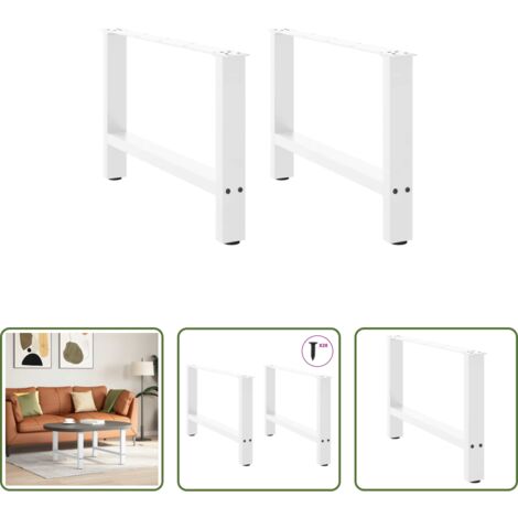 vidaXL Patas de mesa -  Patas para mesa de centro blancas (2 unidades, 70 x 42-43 cm, acero)