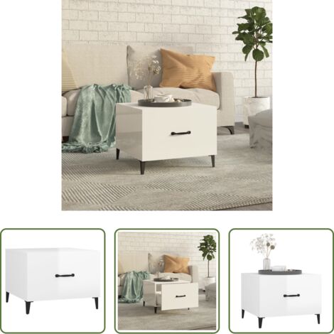 vidaXL Patas de metal -  Mesa de centro con patas de metal blanco brillante 50x50x40 cm