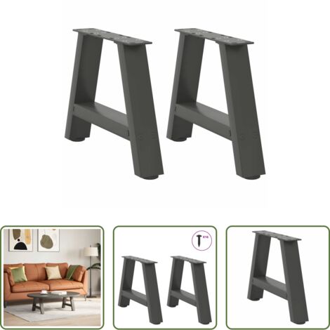 vidaXL Patas en forma de A -  Patas para mesa de centro en forma de A (2 unidades), antracita, 30 x (30-31) cm, acero