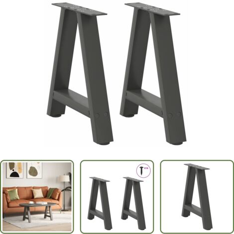 vidaXL Patas en forma de A -  Patas para mesa de centro en forma de A (2 unidades), antracita, 38 x (42-43) cm, acero