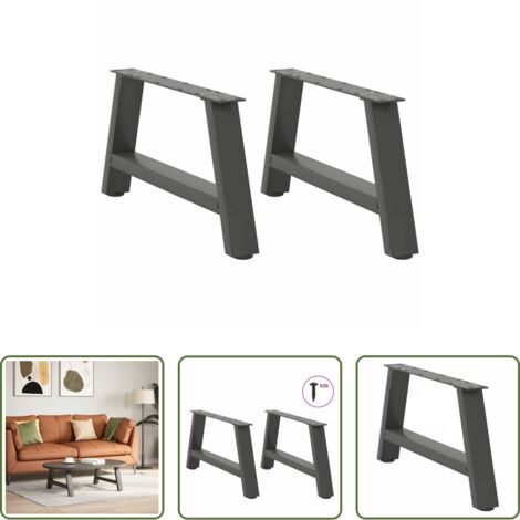 vidaXL Patas en forma de A -  Patas para mesa de centro en forma de A (2 unidades), antracita, 60 x (30-31) cm, acero