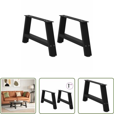 vidaXL Patas en forma de A -  Patas para mesa de centro en forma de A (2 unidades), color negro, 70 x (30-31) cm, acero