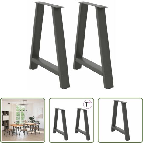 vidaXL Patas en forma de A - Patas para mesa de comedor en forma de A (2 unidades), antracita, 80 x (72-73) cm, acero