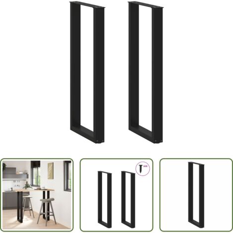 vidaXL Patas en forma de U -  Patas para mesa de bar en forma de U (2 unidades), color negro, 40 x 110-111 cm, acero