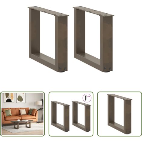 vidaXL Patas en forma de U -  Patas para mesa de centro en forma de U (2 unidades, acero natural, 40 x 30-31 cm)