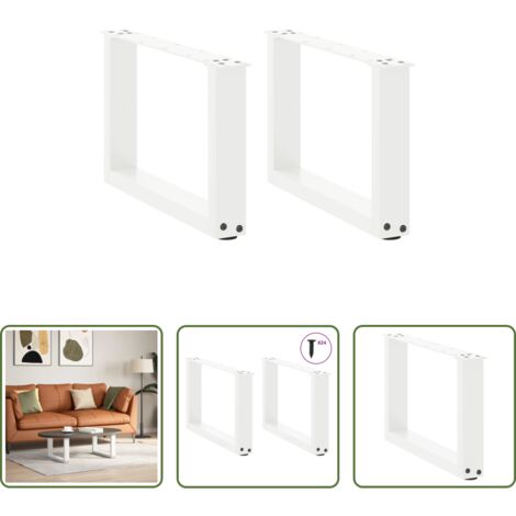 vidaXL Patas en forma de U -  Patas para mesa de centro en forma de U (2 unidades), color blanco, 50 x (30-31) cm, acero