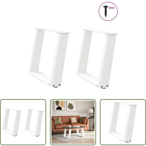 vidaXL Patas en forma de U -  Patas para mesa de centro en forma de U (2 unidades), color blanco, 50 x (42-43) cm, acero