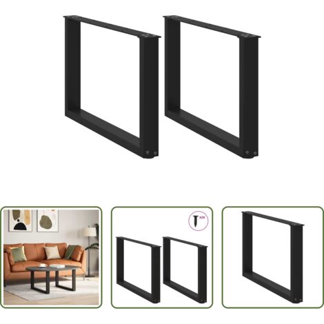 vidaXL Patas en forma de U -  Patas para mesa de centro en forma de U (2 unidades), color negro, 70 x (42-43) cm, acero