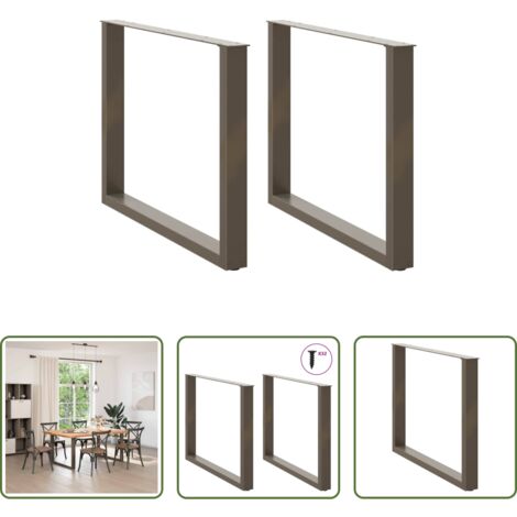 vidaXL Patas en forma de U -  Patas para mesa de comedor en forma de U (2 unidades, acero natural, 100 x 72-73 cm)
