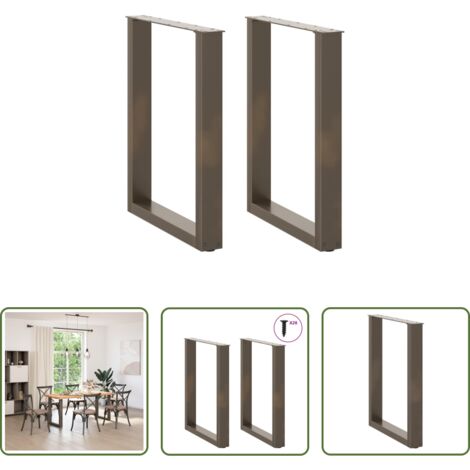 vidaXL Patas en forma de U -  Patas para mesa de comedor en forma de U (2 unidades, acero natural, 70 x 72-73 cm)