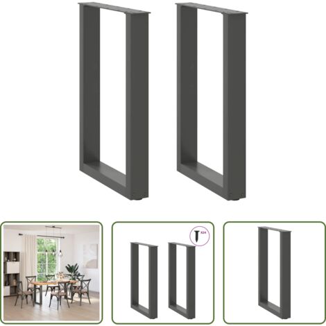 vidaXL Patas en forma de U - Patas para mesa de comedor en forma de U (2 unidades), antracita, 50 x (72-73) cm, acero