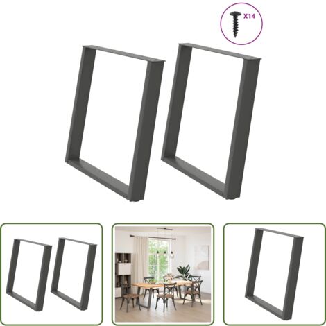 vidaXL Patas en forma de U -  Patas para mesa de comedor en forma de U (2 unidades), antracita, 90 x (72-73) cm, acero