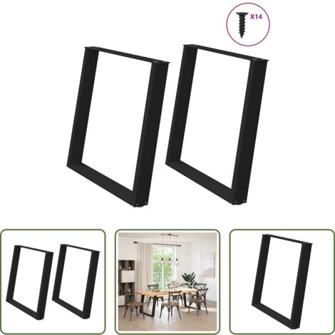 vidaXL Patas en forma de U -  Patas para mesa de comedor en forma de U (2 unidades), color negro, 100 x (72-73) cm, acero