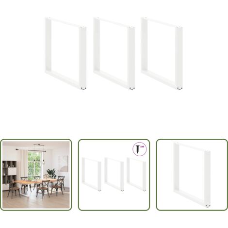 vidaXL Patas en forma de U -  Patas para mesa de comedor en forma de U (3 unidades), color blanco, 100 x (72-73) cm, acero