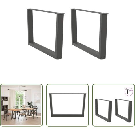 vidaXL Patas en forma de V -  Patas para mesa de centro en forma de V (2 unidades), antracita, 70 x (42-43,3) cm, acero