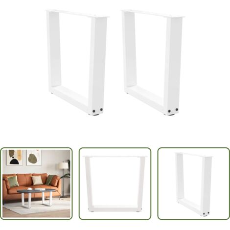 vidaXL Patas en forma de V -  Patas para mesa de centro en forma de V (2 unidades), color blanco, 60 x (42-43,3) cm, acero