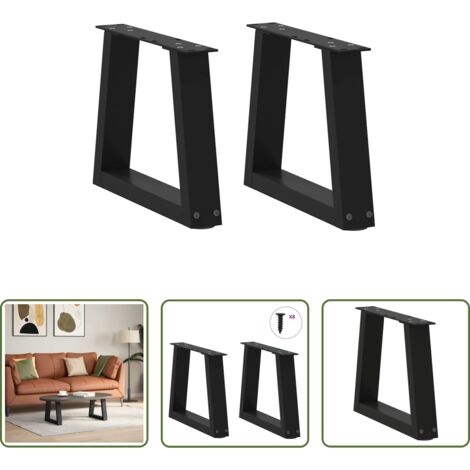 vidaXL Patas en forma de V -  Patas para mesa de centro en forma de V (2 unidades), color negro, 30 x (30-31,3) cm, acero