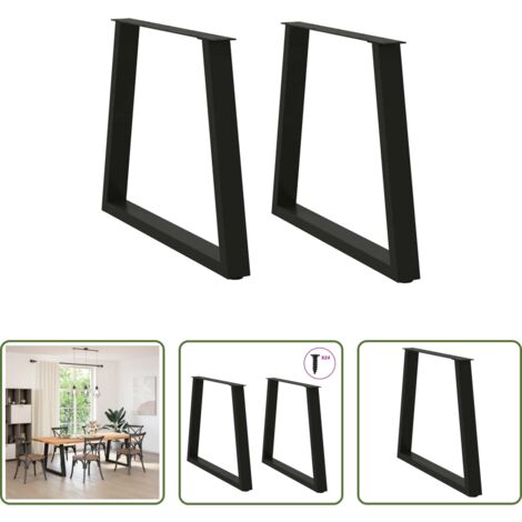 vidaXL Patas en forma de V -  Patas para mesa de comedor en forma de V (2 unidades), color negro, 80 x (72-73,3) cm, acero