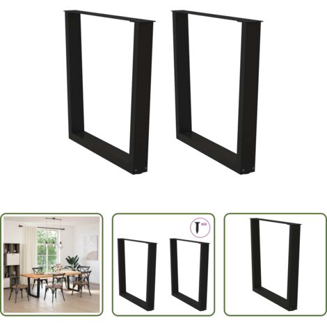 vidaXL Patas en forma de V -  Patas para mesa de comedor en forma de V (2 unidades), color negro, 90 x (72-73,3) cm, acero