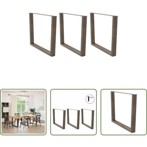 vidaXL Patas en forma de V -  Patas para mesa de comedor en forma de V (3 unidades, acero natural, 100 x 72-73,3 cm)