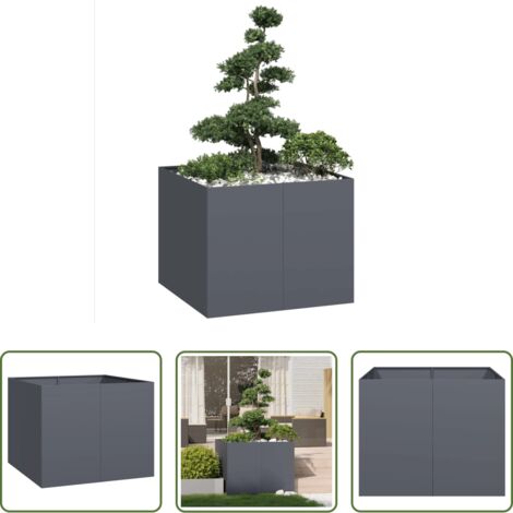 vidaXL Patio -  Jardinera acero gris antracita 100x100x80 cm