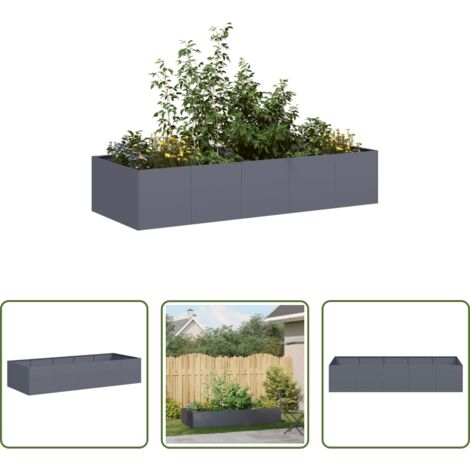 vidaXL Patio -  Jardinera acero gris antracita 200x80x40 cm