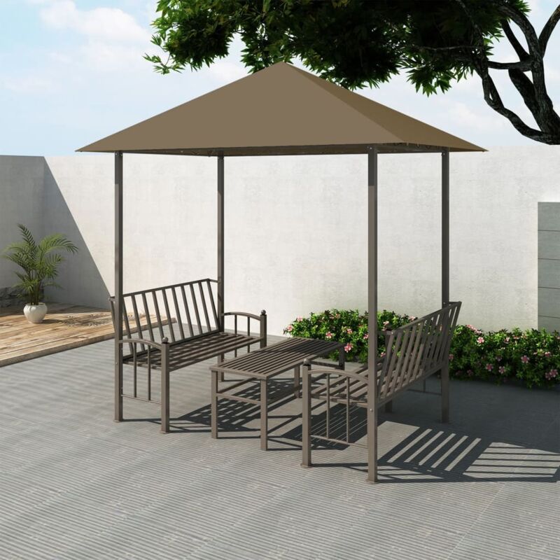 Vidaxl - Pavillon de jardin et table et bancs 2,5x1,5x2,4m Taupe 180g/m²