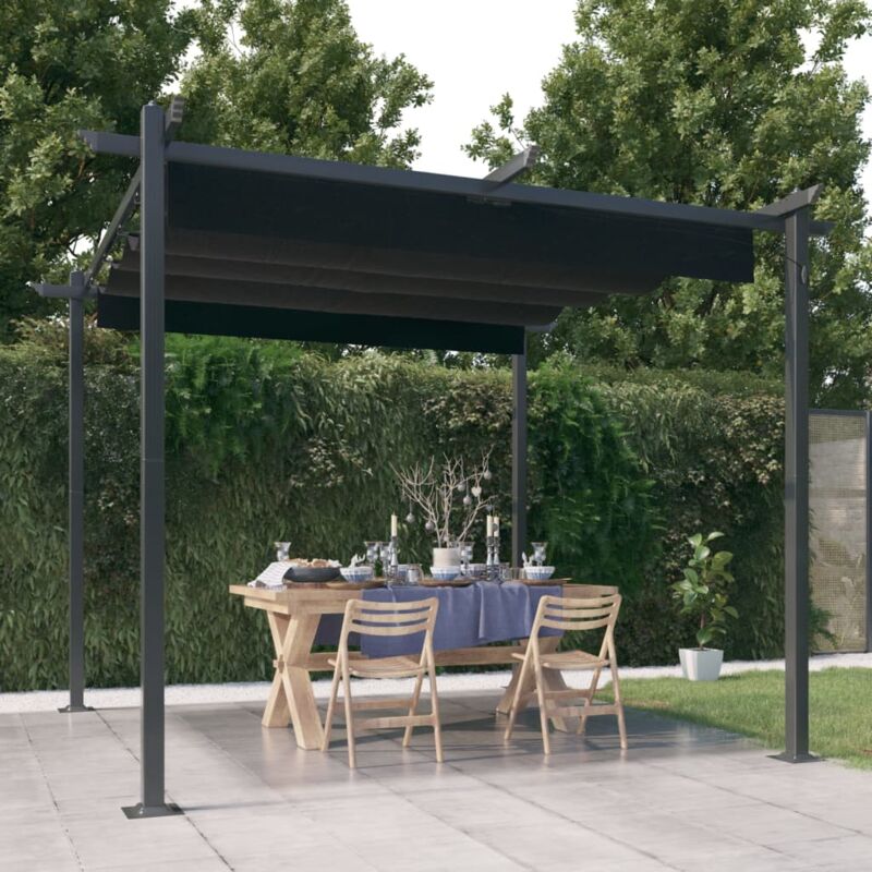Pavillon Mit Ausziehbarem Dach 3x3 M Anthrazit - Vidaxl