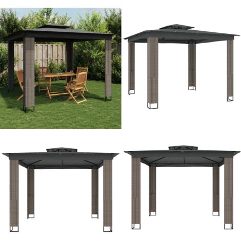 vidaXL Pavillon mit Doppeldach Anthrazit 2,94x2,94 m Stahl