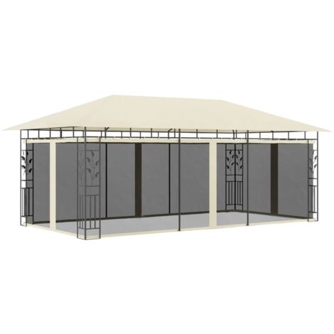 vidaXL Pavillon mit Moskitonetz 6x3x2,73 m Creme
