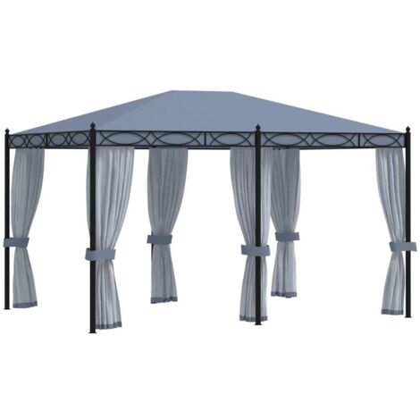 vidaXL Pavillon mit Mückennetz 3x4 m Anthrazit Stahl
