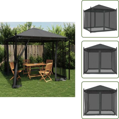 vidaXL Pavillon mit Netzwänden Anthrazit 2,93x2,93 m Stahl