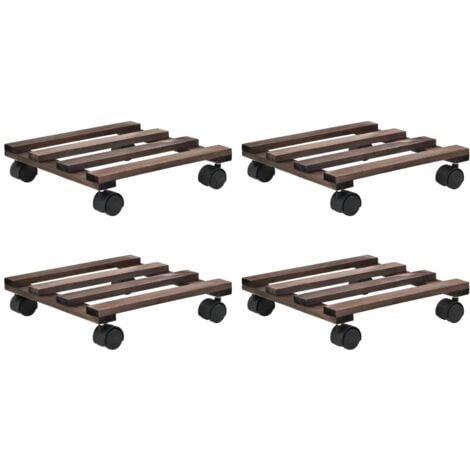 vidaXL Pedane con Ruote per Piante 4 pz in Legno di Cedro 25x25 cm