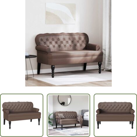 vidaXL Pelle sintetica -  Panca Chesterfield Marrone 119,5 x 64,5 x 75 cm Pelle Sintetica