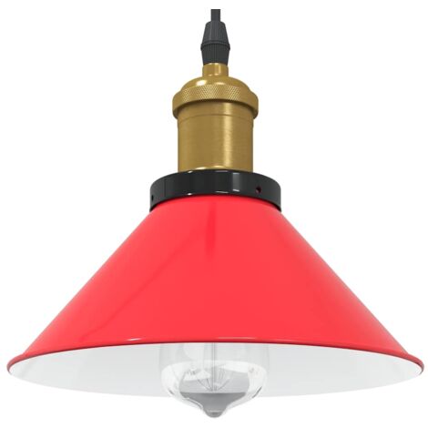 vidaXL Pendelleuchte Höhenverstellbar E27 Rot Glänzend Ø 22 cm Metall