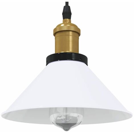vidaXL Pendelleuchte Höhenverstellbar E27 Weiß Glänzend Ø 22 cm Metall