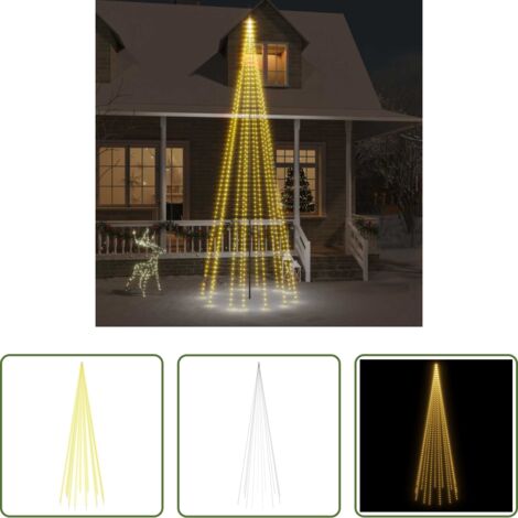 vidaXL Pennone -  Albero di Natale Pennone Bianco Caldo 732 LED 500 cm