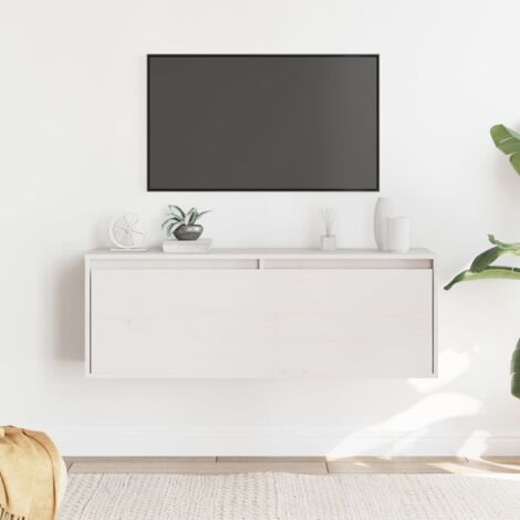 vidaXL Pensile Bianco 100x30x35 cm in Legno Massello di Pino