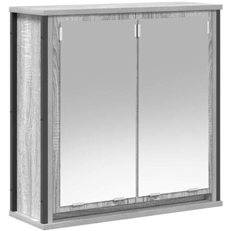 vidaXL Pensile da Bagno con Specchio Grigio Sonoma 60x21x60 cm