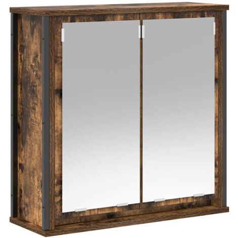 vidaXL Pensile da Bagno con Specchio Rovere Fumo 60x21x60 cm